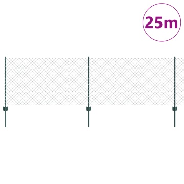 Gard din Linii de Lanț cu 22 Stâlpi U Verde 0.8x25 m Oțel - Img 3