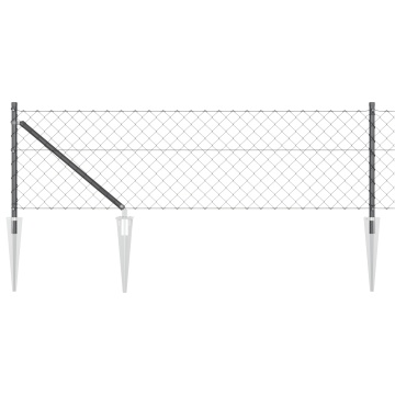 Gard din plasă de lanț cu 7 poste ancoră 0.8x10 m din oțel galvanizat - Img 2