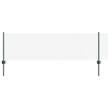 Gard din plasă sudată cu 11 stâlpi U Verde 0.6x25 m Oțel - Img 2
