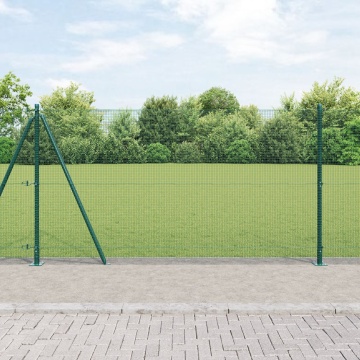 Gard din sârmă sudată cu 13 stâlpi verzi 1.2x25 m din oțel - Img 1