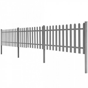 Gard din șipci cu stâlpi, 3 buc., 600 x 60 cm, WPC - Img 2