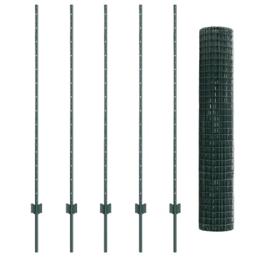 Gard Euro cu 5 stâlpi U Verde 1.4x10 m Oțel - Img 2