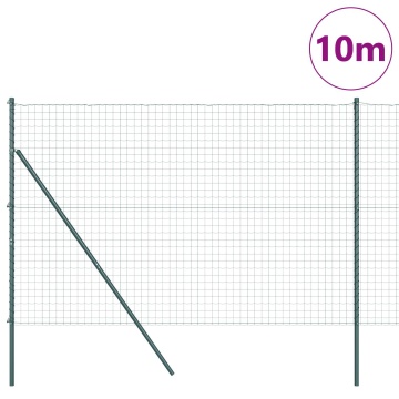 Gard Euro cu 7 stâlpi 1.5x10 m Oțel galvanizat Verde - Img 3