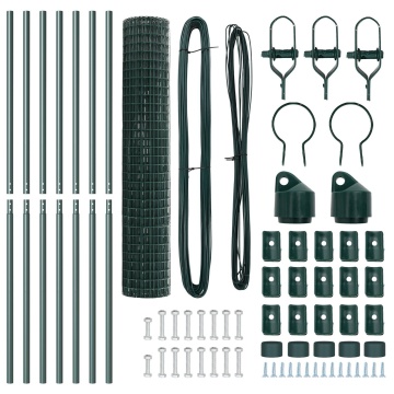 Gard Euro cu 7 Stâlpi 1.5x10 m Oțel Galvanizat Verde - Img 4