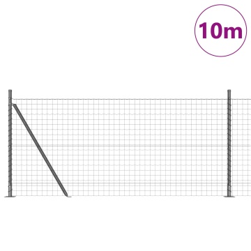 Gard Euro cu 7 Stâlpi Flanșați 1x10 m Oțel galvanizat - Img 3