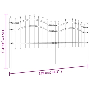 Gard grădină cu vârfuri negru 115 cm oțel vopsit electrostatic - Img 5