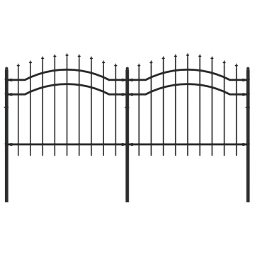 Gard grădină cu vârfuri negru 140 cm oțel vopsit electrostatic - Img 2