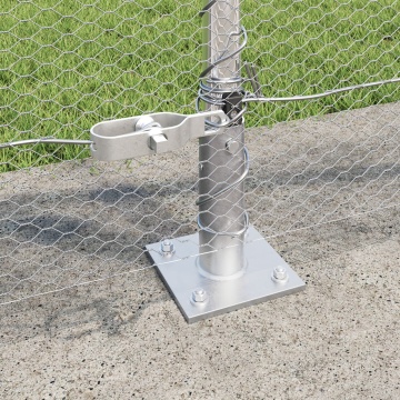 gard hexagonal 1x10 m oțel galvanizat, stâlpi de gard cu plăci de bază 7 buc Ø32mm 110cm oțel galvanizat - Img 4