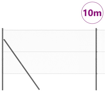 Gard Hexagonal Gri 1x10 m Otel, Stalpi pentru Gard 7 buc Gri Ø32 mm 150 cm Otel Galvanizat - Img 3