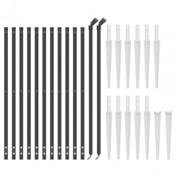 Gard plasă de sârmă cu țăruși de fixare, antracit, 0,8x25 m - Img 3