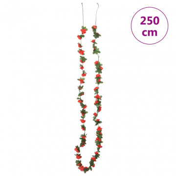 Ghirlande de flori artificiale, 6 buc. roșu de primăvară 250 cm - Img 5