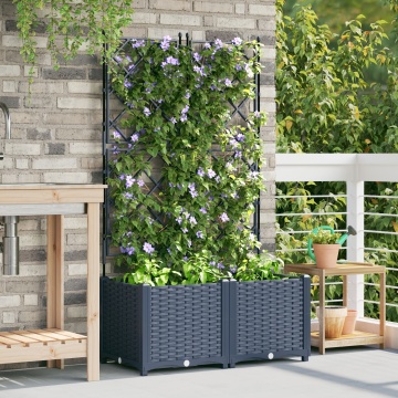 Ghiveci de Grădină cu Suport 2 buc Gri 80x40x143 cm - Img 3