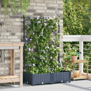 Ghiveci Grădină cu Trellis 2 pcs Gri 80x40x125.5 cm - Img 3