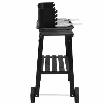 Grătar cu cărbune cu roți, negru, oțel - Img 4