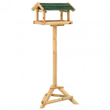 Hrănitor pentru păsări cu stativ, 37x28x100 cm, lemn masiv brad - Img 1