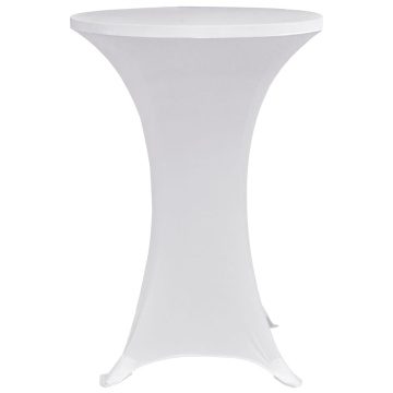 Husă de masă cu picior Ø60 cm, 4 buc., alb, elastic - Img 4