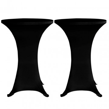 Husă de masă cu picior Ø60 cm, 4 buc., negru, elastic - Img 2