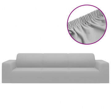 Husă elastică pentru canapea cu 4 locuri poliester jersey gri - Img 2