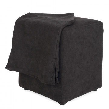 Husa taburet cube, negru, stofa, 38x45x38 cm - Img 5