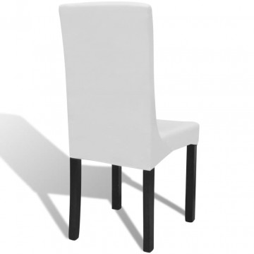 Huse de scaun elastice drepte, 4 buc., alb - Img 5