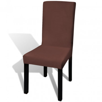 Huse de scaun elastice drepte, 4 buc., maro - Img 2