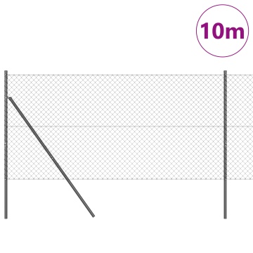 Împrejmuire cu lanț cu 7 stâlpi 1.4x10 m din oțel galvanizat gri - Img 3