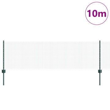 Împrejmuire din sârmă sudată cu 5 stâlpi U Verde 0.6x10 m Metal - Img 3