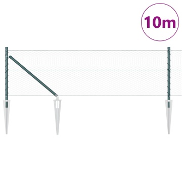 Împrejmuire Hexagonală Verde 0.8x25 m Oțel, Stâlpi de Împrejmuire cu Spike 13 pcs Ø32 mm 100 cm Oțel Galvanizat - Img 3