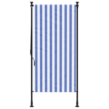 Jaluzea rulou de exterior albastru/alb 120x270 cm țesătură/oțel - Img 3