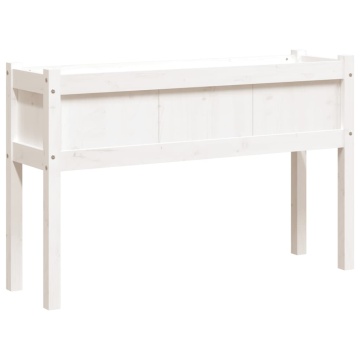 Jardinier de grădină cu picioare, alb, 110x31x70 cm, lemn masiv - Img 2