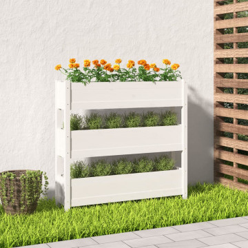 Jardinieră, alb, 112x25x104,5 cm, lemn masiv de pin - Img 1