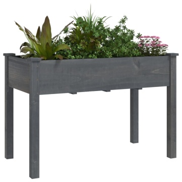 Jardinieră cu căptușeală, gri, 118x59x76 cm, lemn masiv brad - Img 3