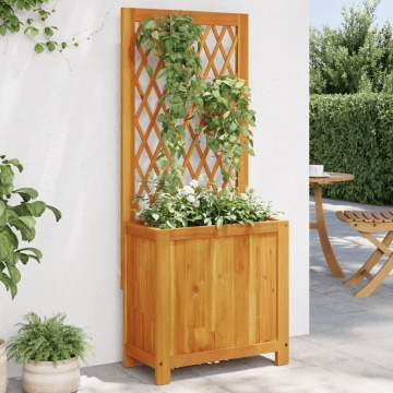 Jardinieră cu spalier, 55x29,5x132 cm, lemn masiv acacia - Img 1