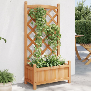 Jardinieră cu spalier, maro, lemn masiv de brad - Img 1