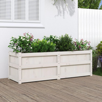 Jardinieră de grădină, alb, 150x50x50 cm, lemn masiv de pin - Img 1