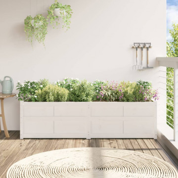 Jardinieră de grădină, alb, 180x50x50 cm, lemn masiv de pin - Img 3