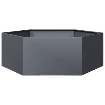 Jardinieră de grădină antracit 138x120x45 cm oțel hexagonal - Img 5