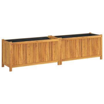 Jardinieră de grădină cu căptușeală 199x38,5x50 cm, lemn acacia - Img 2