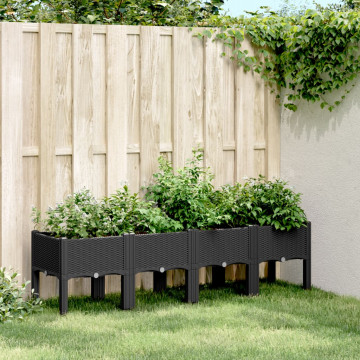 Jardinieră de grădină cu picioare, negru, 160x40x42 cm, PP - Img 1