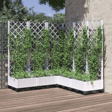 Jardinieră de grădină cu spalier, alb, 120x120x121,5 cm, PP - Img 1