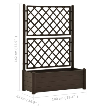 Jardinieră de grădină cu spalier, cafeniu, 100 x 43 x 142 cm PP - Img 8