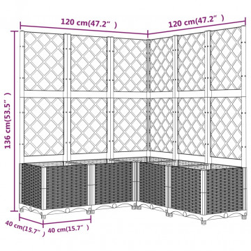 Jardinieră de grădină cu spalier,gri închis, 120x120x136 cm, PP - Img 7