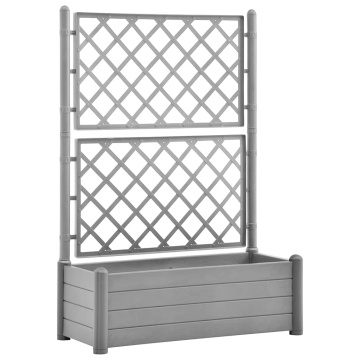 Jardinieră de grădină cu spalier, gri piatră, 100x43x142, PP - Img 2
