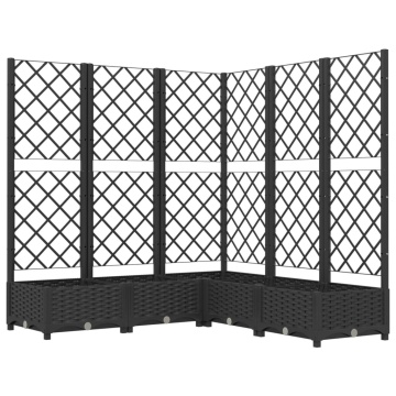 Jardinieră de grădină cu spalier, negru, 120x120x121,5 cm, PP - Img 2