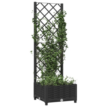 Jardinieră de grădină cu spalier negru, 40x40x121,5 cm, PP - Img 3