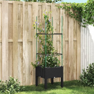 Jardinieră de grădină cu spalier, negru, 40x40x142,5 cm, PP - Img 1