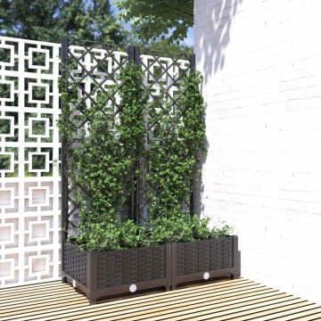 Jardinieră de grădină cu spalier negru, 80x40x121,5 cm, PP - Img 1