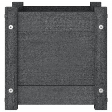 Jardinieră de grădină, gri, 31x31x31 cm, lemn masiv de pin - Img 4