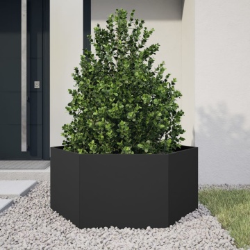 Jardinieră de grădină negru 104x90x45 cm oțel hexagonal - Img 2