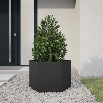 Jardinieră de grădină negru 69x60x45 cm oțel hexagonal - Img 1